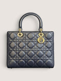 Dior Book Tote Medium in Pelle Macrocannage – Ocean Blue