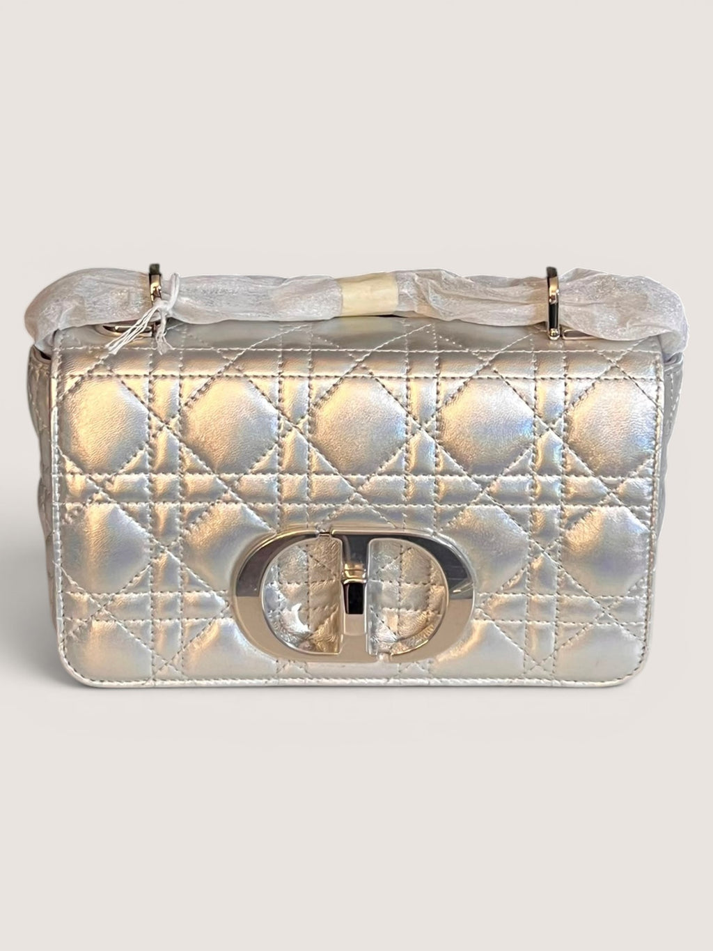 Dior Caro Small – Metallic Silver