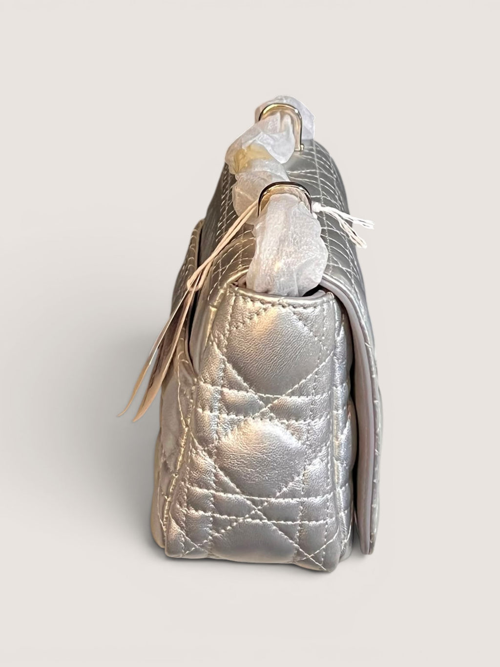 Dior Caro Small – Metallic Silver