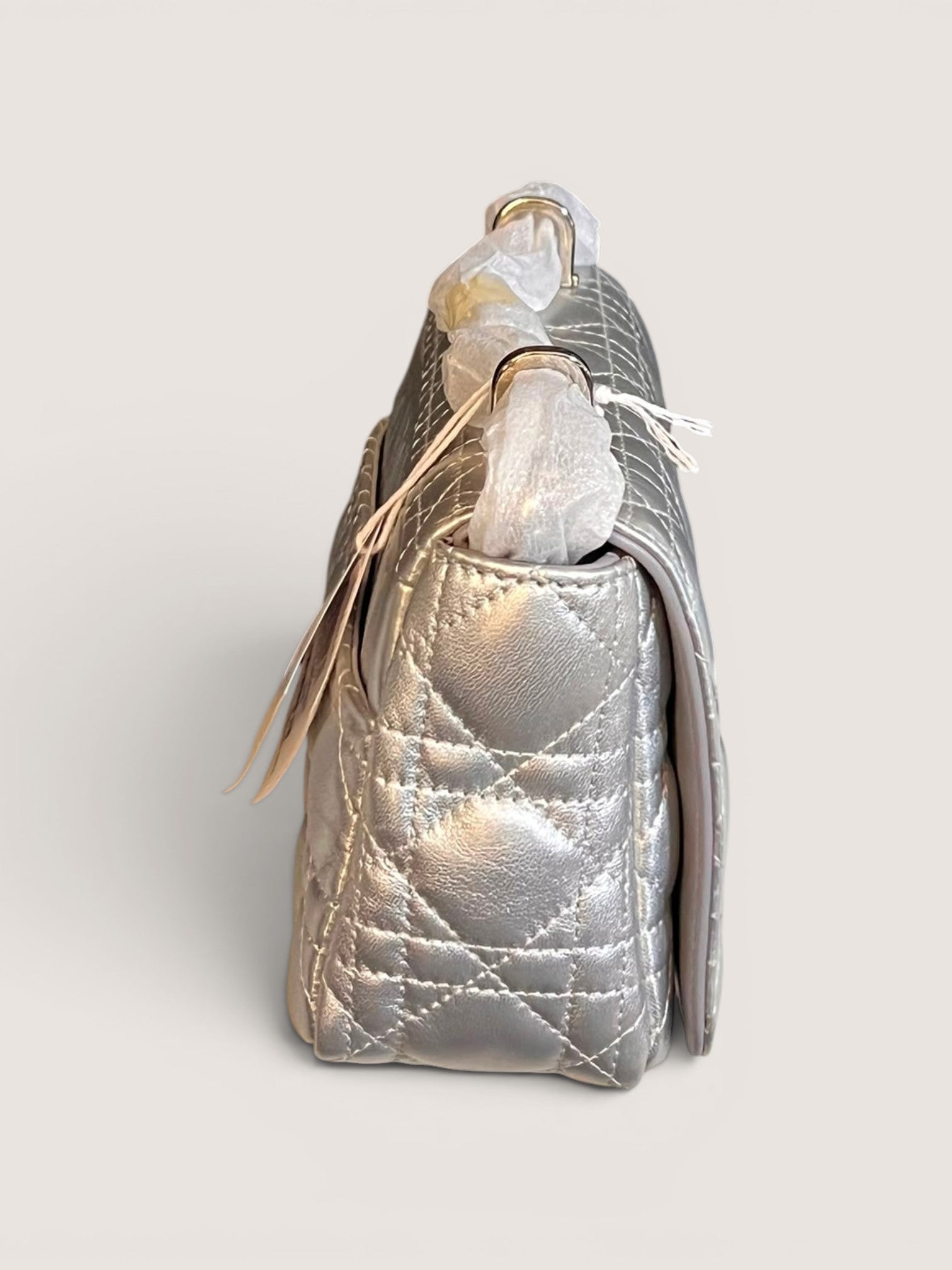 Dior Caro Small – Metallic Silver
