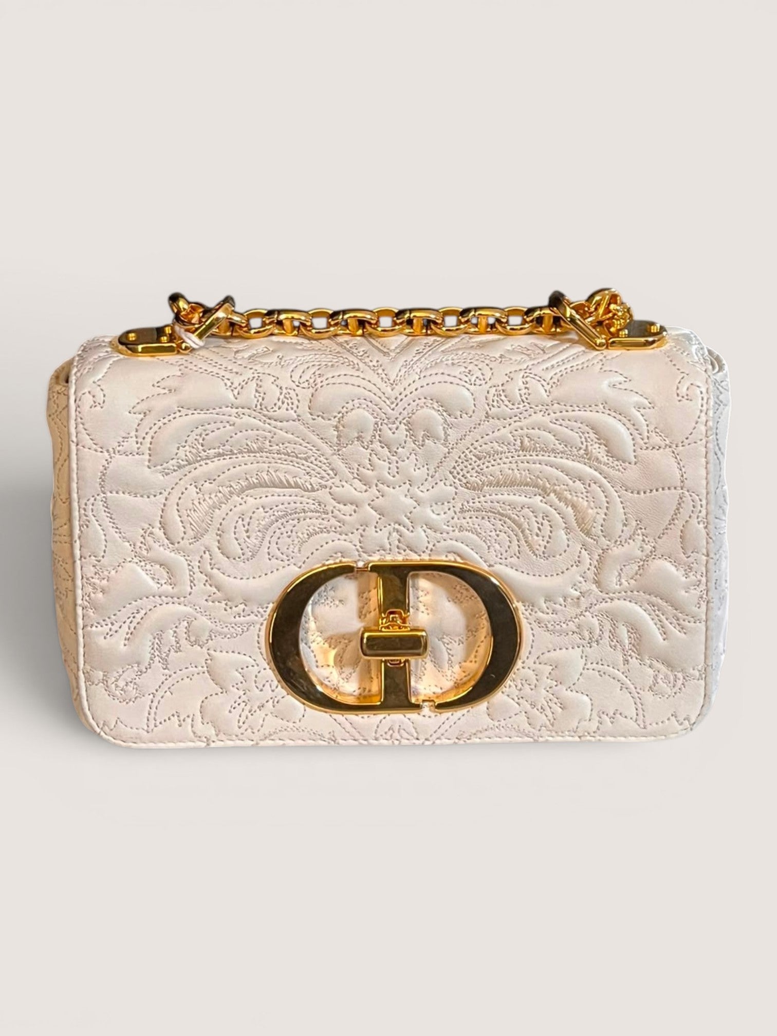 Borsa Dior Caro Small - Edizione Ricamata Bianca