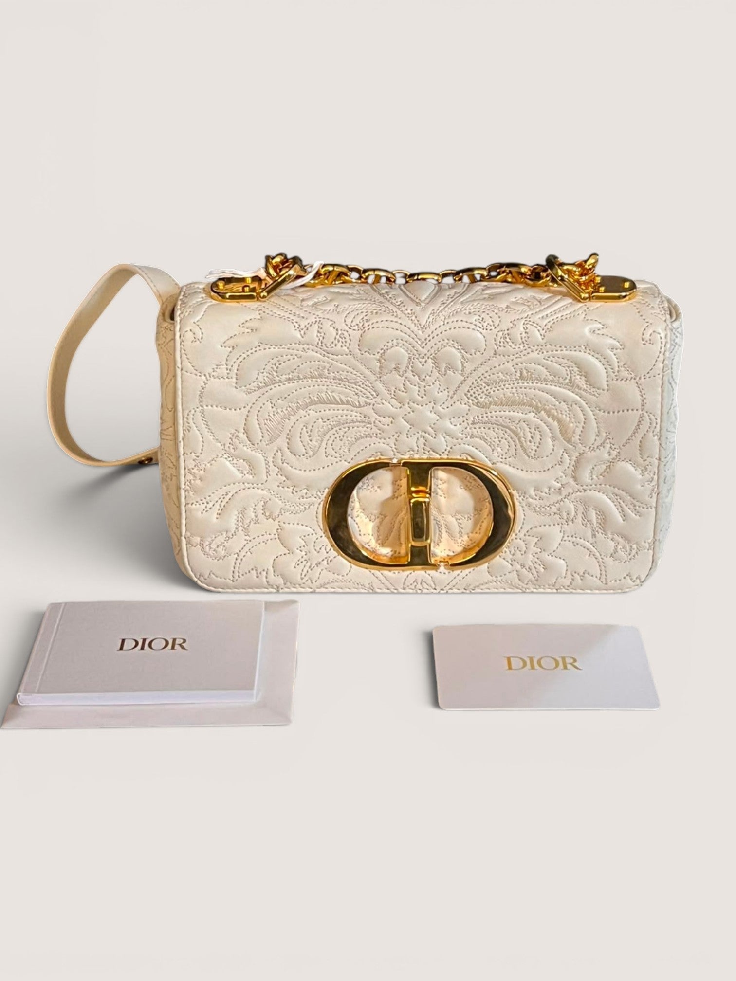 Borsa Dior Caro Small - Edizione Ricamata Bianca