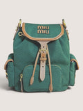 Zaino Miu Miu in Canvas e Pelle Verde