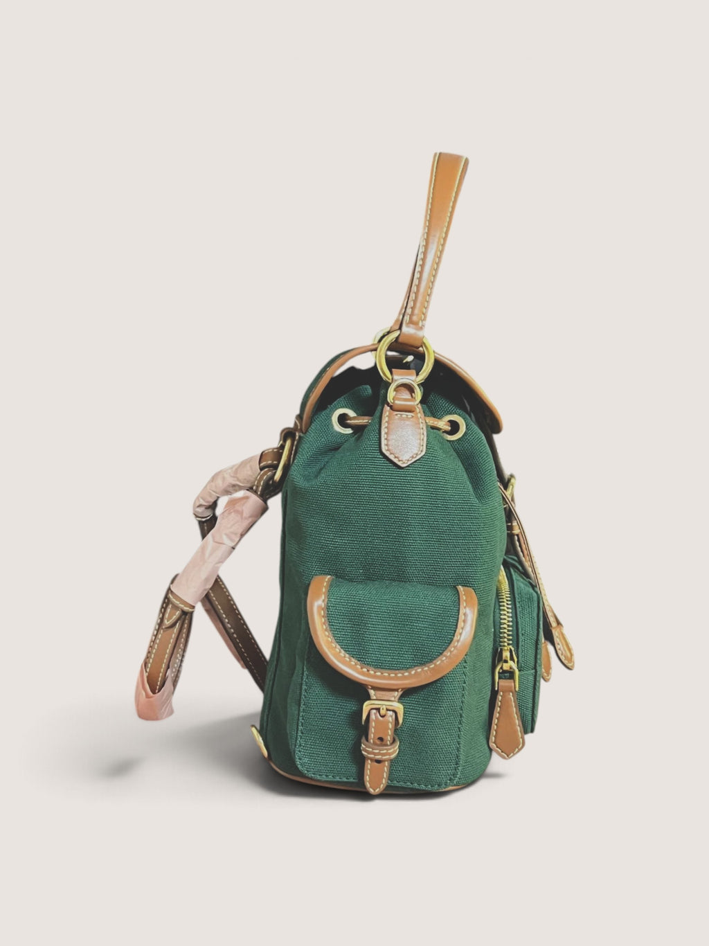Zaino Miu Miu in Canvas e Pelle Verde